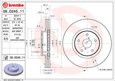 Brake Disc BREMBO 09.D245.11
