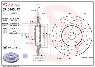 Brake Disc BREMBO 09.D245.1X