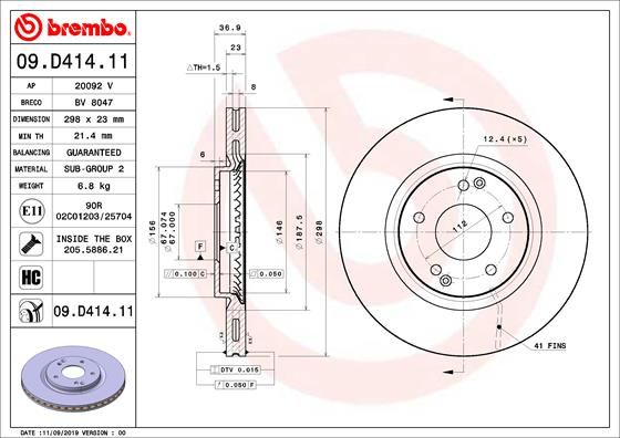 BREMBO 09.D414.11 Brake Disc