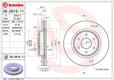 Brake Disc BREMBO 09.D619.11
