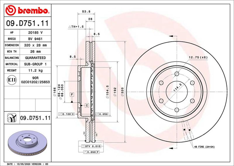 BREMBO 09.D751.11 Brake Disc