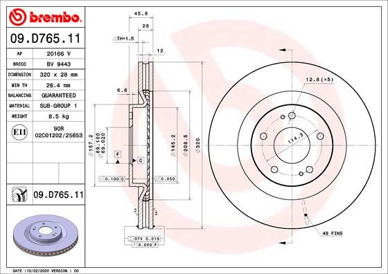 BREMBO 09.D765.11 Brake Disc