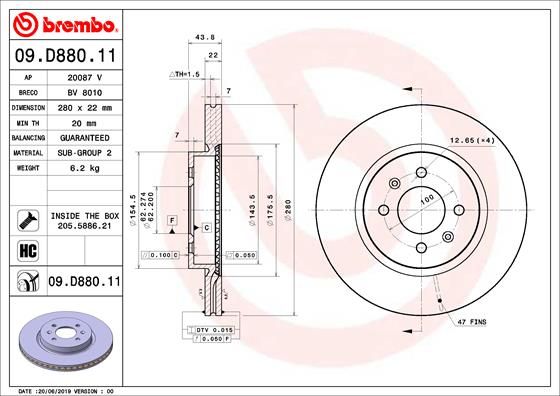 BREMBO 09.D880.11 Brake Disc