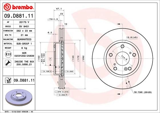 BREMBO 09.D881.11 Brake Disc