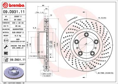 Brake Disc BREMBO 09.D931.11