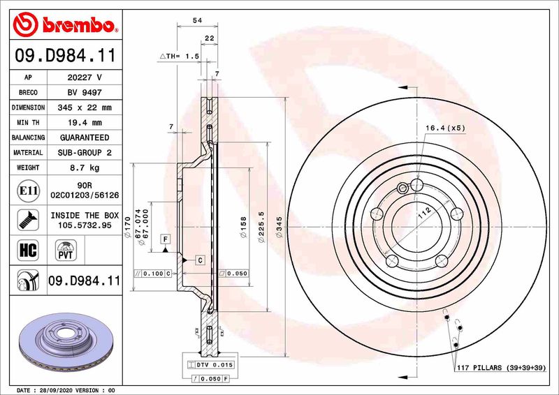 BREMBO 09.D984.11 Brake Disc
