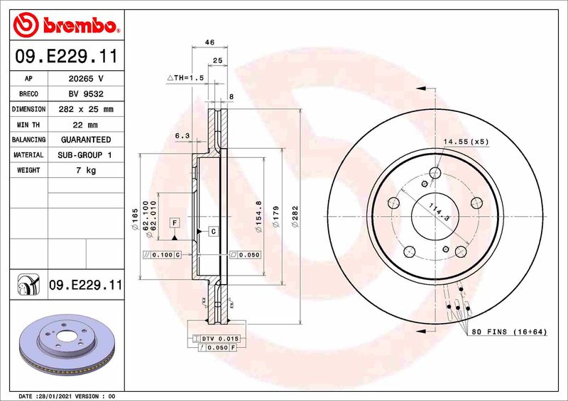 BREMBO 09.E229.11 Brake Disc