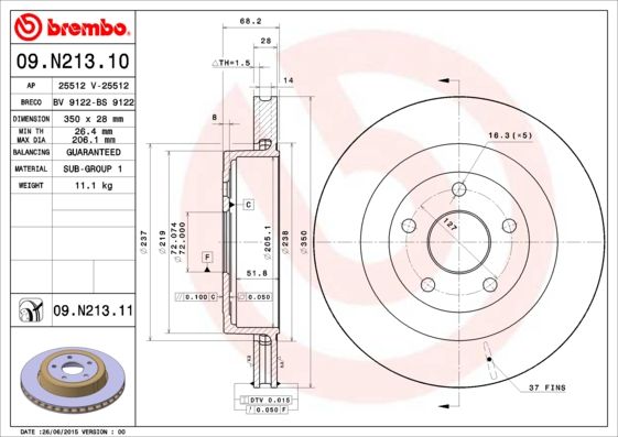BREMBO 09.N213.11 Brake Disc