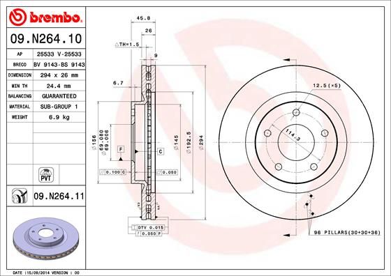 BREMBO 09.N264.11 Brake Disc