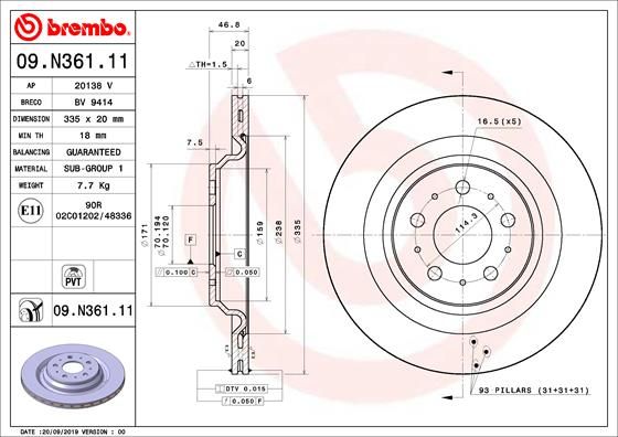 BREMBO 09.N361.11 Brake Disc