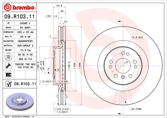 BREMBO 09.R103.11 Brake Disc