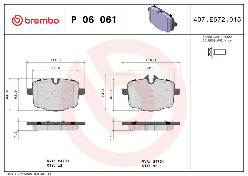 BREMBO P 06 061 Brake Pad Set, disc brake