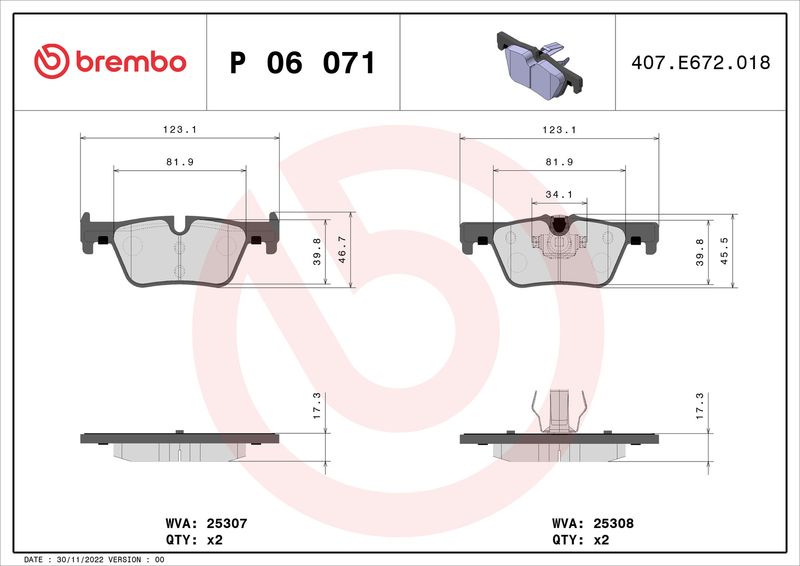 BREMBO P 06 071 Brake Pad Set, disc brake