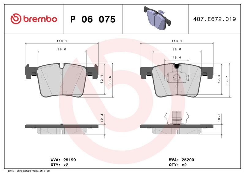 BREMBO P 06 075X Brake Pad Set, disc brake