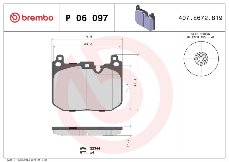 BREMBO P 06 097 Brake Pad Set, disc brake