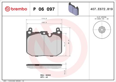 Brake Pad Set, disc brake BREMBO P 06 097
