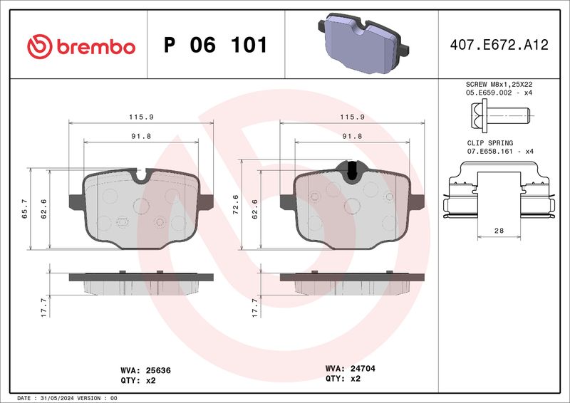 BREMBO P 06 101 Brake Pad Set, disc brake