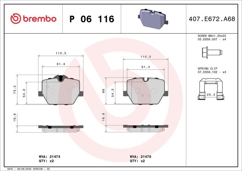 BREMBO P 06 116 Brake Pad Set, disc brake
