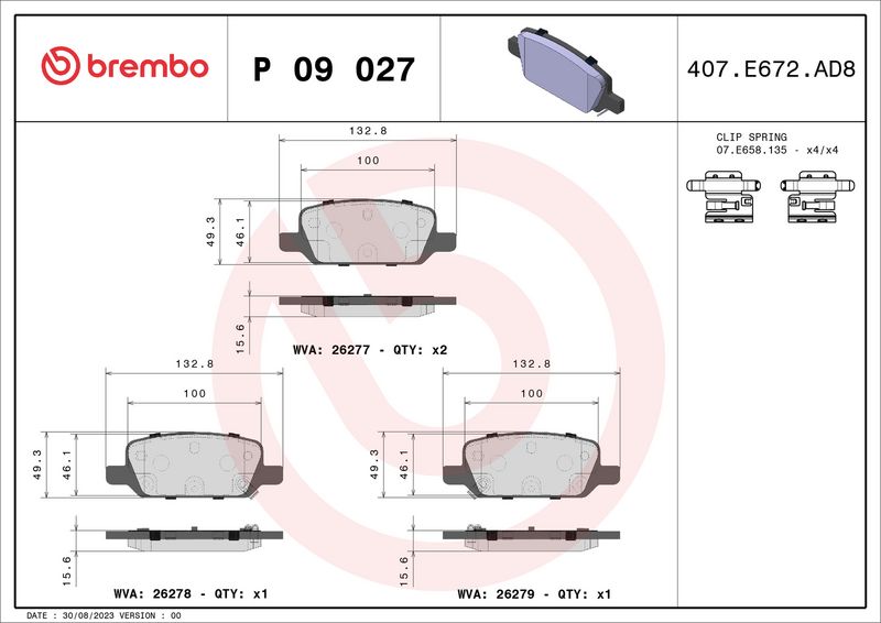 BREMBO P 09 027 Brake Pad Set, disc brake