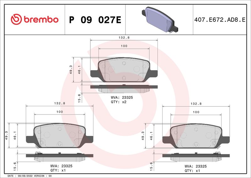 BREMBO P 09 027E Brake Pad Set, disc brake