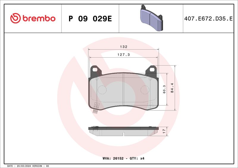 BREMBO P 09 029E Brake Pad Set, disc brake