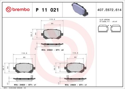 Brake Pad Set, disc brake BREMBO P 11 021