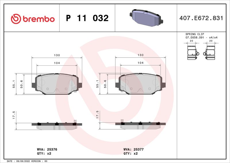 BREMBO P 11 032 Brake Pad Set, disc brake