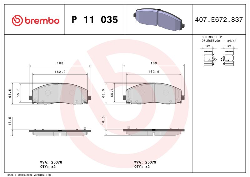 BREMBO P 11 035 Brake Pad Set, disc brake