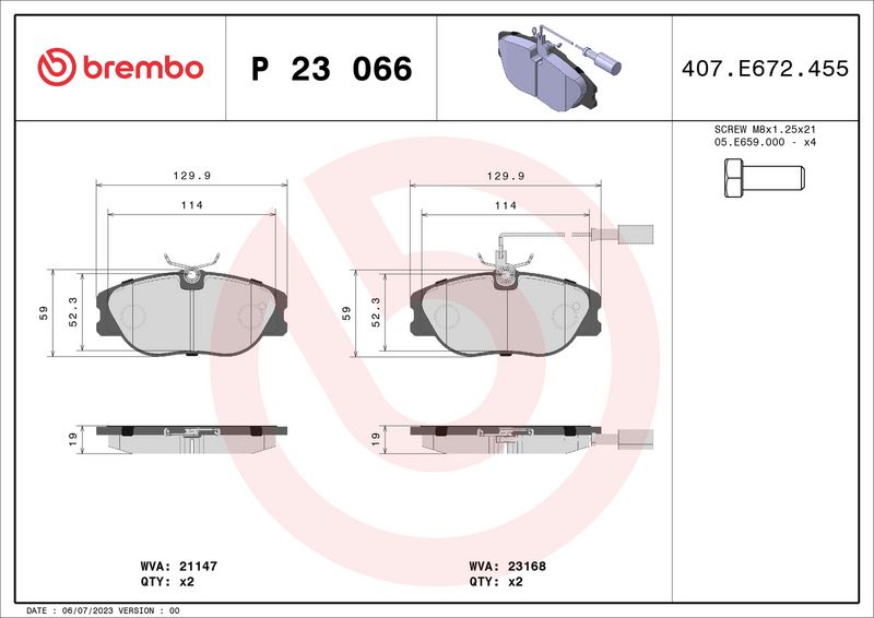 BREMBO P 23 066 Brake Pad Set, disc brake