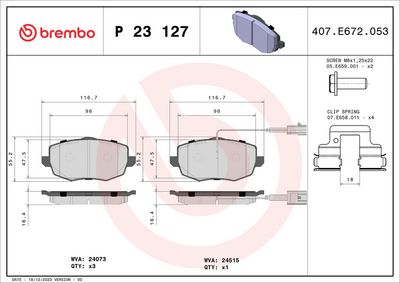 Brake Pad Set, disc brake BREMBO P 23 127