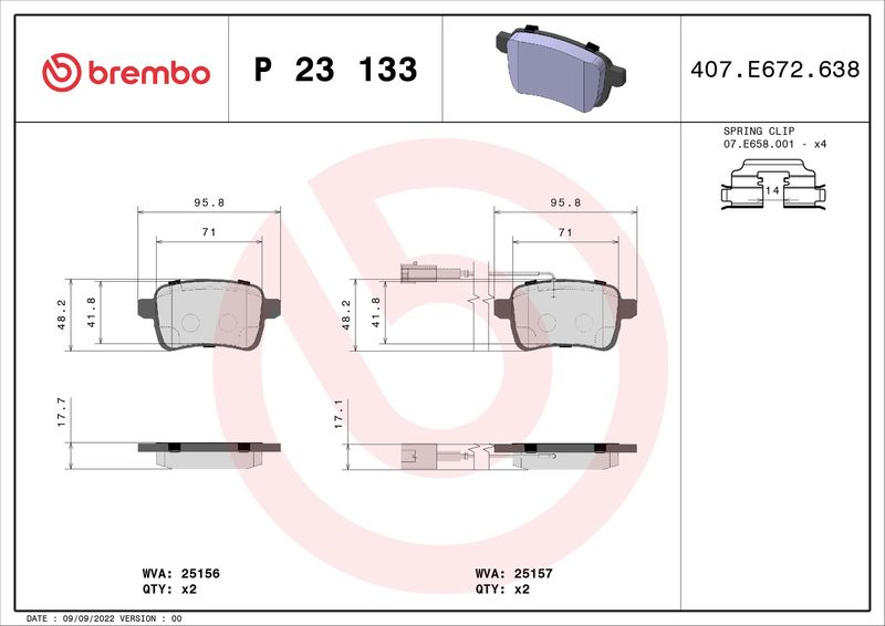 BREMBO P 23 133 Brake Pad Set, disc brake