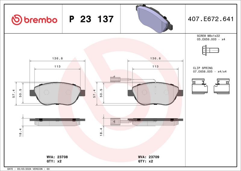 BREMBO P 23 137X Brake Pad Set, disc brake