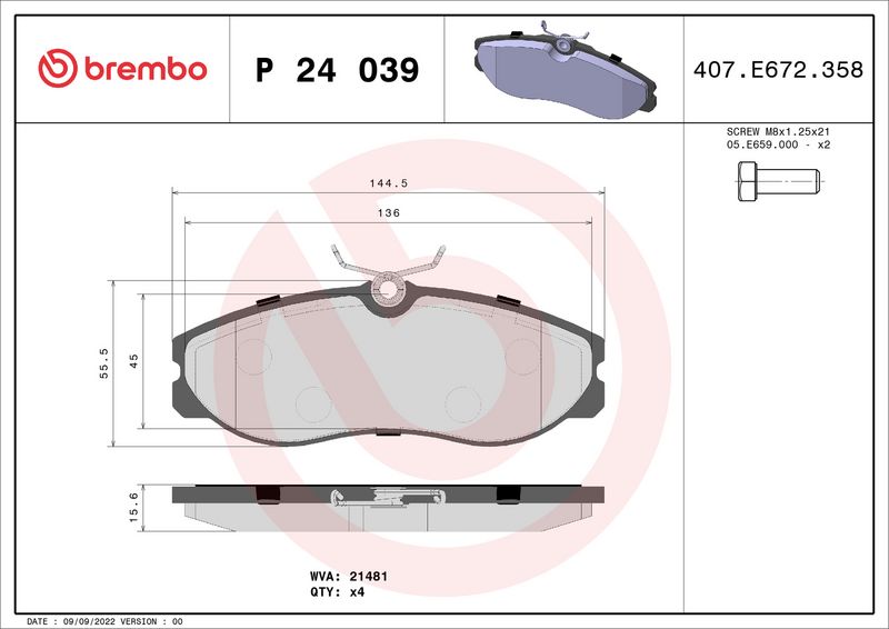 BREMBO P 24 039 Brake Pad Set, disc brake
