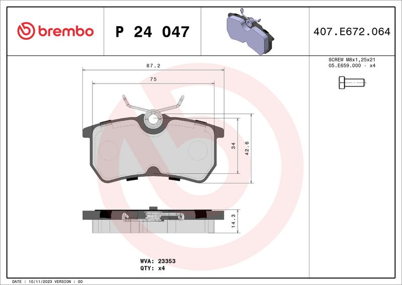BREMBO P 24 047 Brake Pad Set, disc brake