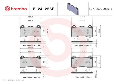 Brake Pad Set, disc brake BREMBO P 24 256E