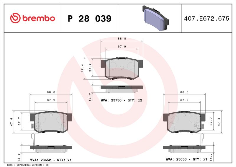 BREMBO P 28 039 Brake Pad Set, disc brake
