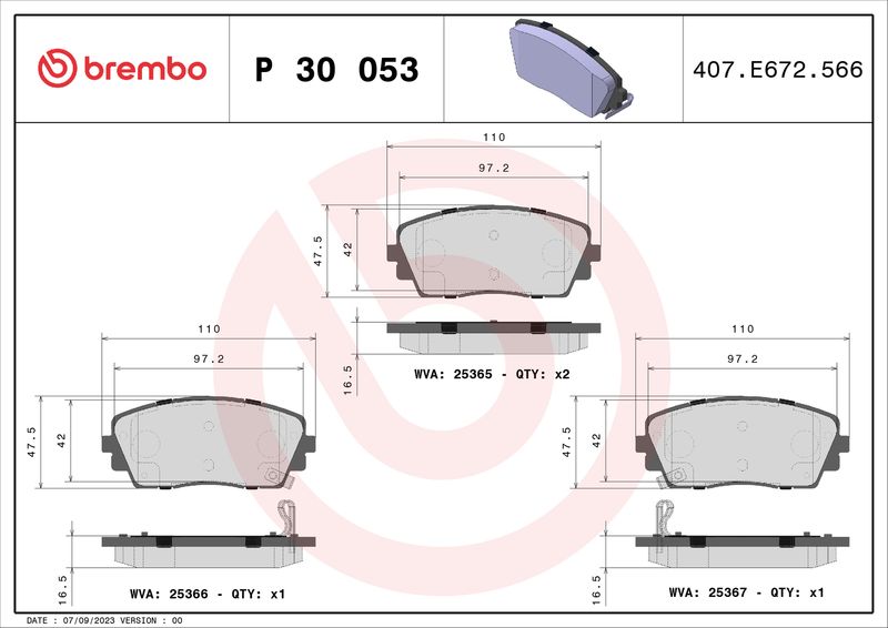 BREMBO P 30 053 Brake Pad Set, disc brake