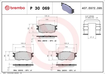 Brake Pad Set, disc brake BREMBO P 30 069