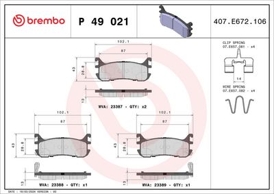 Brake Pad Set, disc brake BREMBO P 49 021