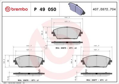 Brake Pad Set, disc brake BREMBO P 49 050