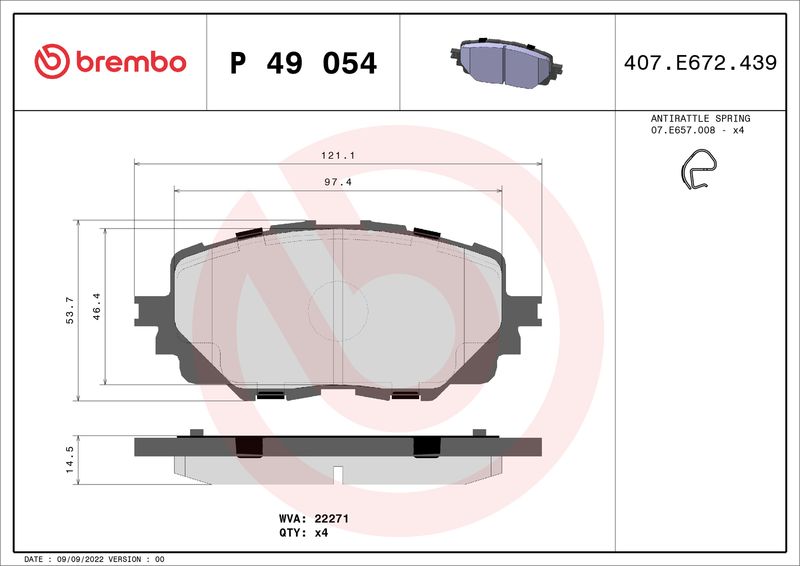 BREMBO P 49 054 Brake Pad Set, disc brake