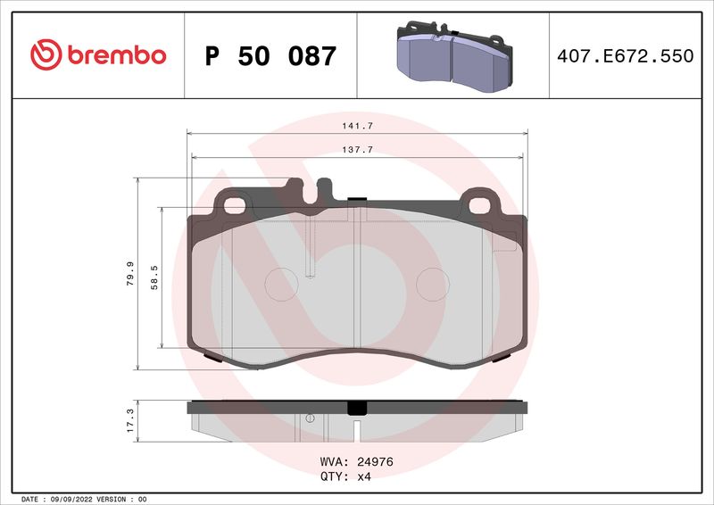 BREMBO P 50 087 Brake Pad Set, disc brake
