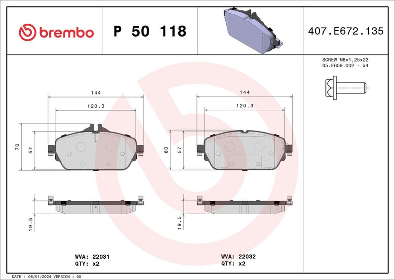 BREMBO P 50 118 Brake Pad Set, disc brake