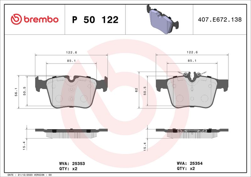 BREMBO P 50 122 Brake Pad Set, disc brake