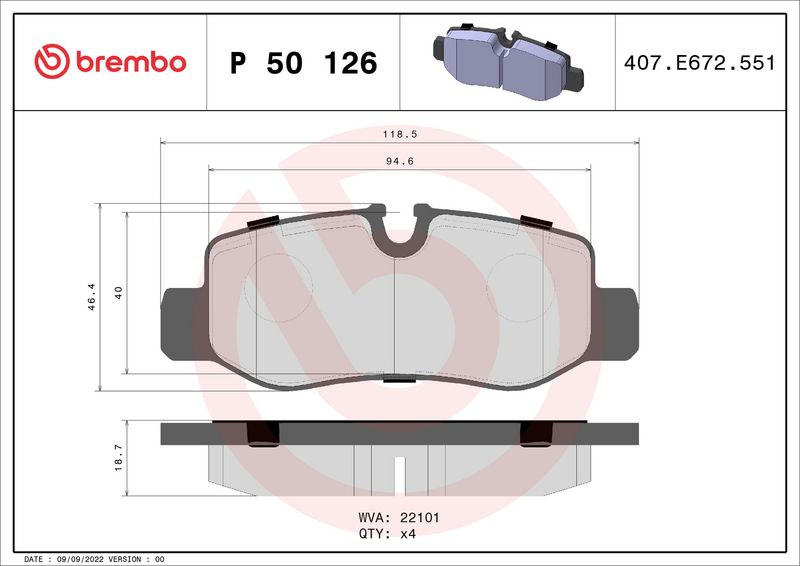 BREMBO P 50 126 Brake Pad Set, disc brake