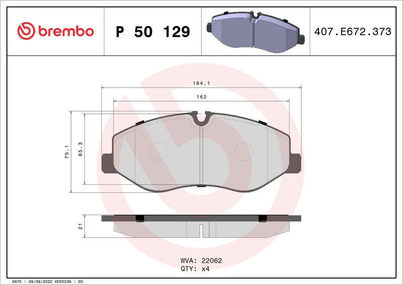 BREMBO P 50 129 Brake Pad Set, disc brake