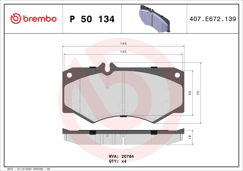 BREMBO P 50 134 Brake Pad Set, disc brake