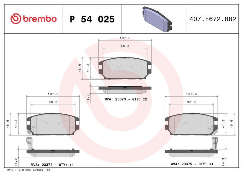 BREMBO P 54 025 Brake Pad Set, disc brake