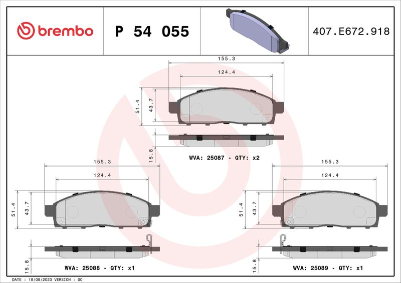 BREMBO P 54 055 Brake Pad Set, disc brake