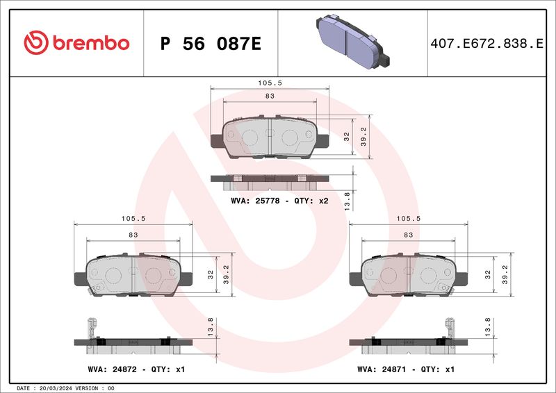 BREMBO P 56 087E Brake Pad Set, disc brake